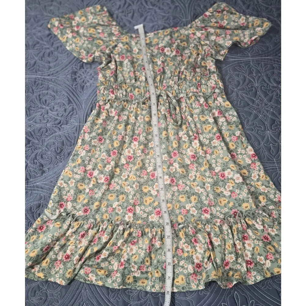 Three Pink Hearts Floral Flutter Sleeve Dress Girls Medium